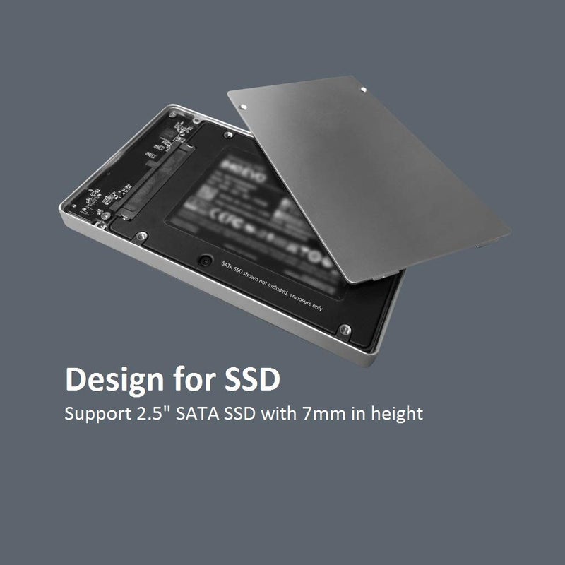 Vantec 2.5" SATA SSD to USB 3.1 Gen 2 Type C Enclosure with Type C to C Cable (NST-204C3-SV), Pocket size, Silver - Image 5